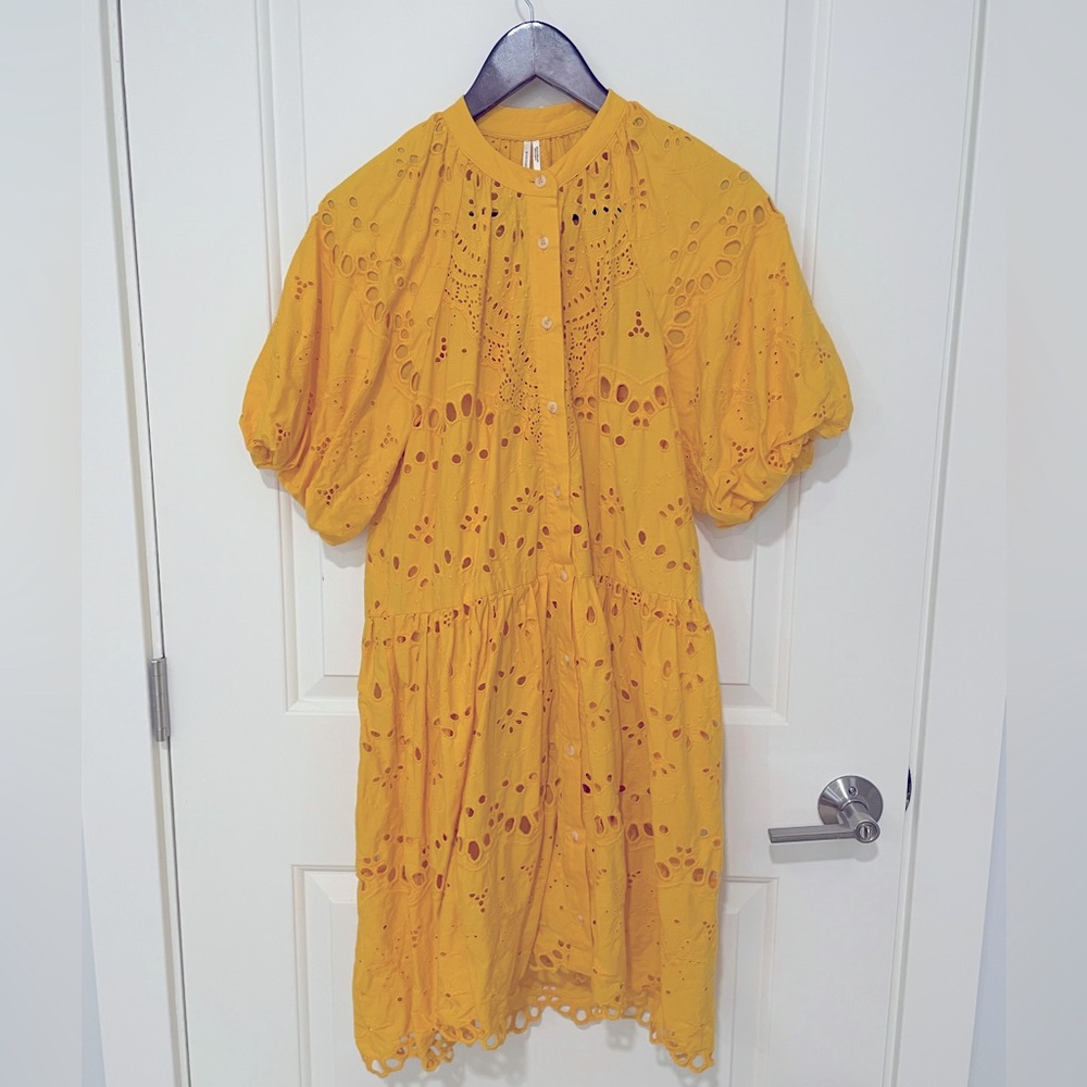 Anthropologie drop waist yellow dress